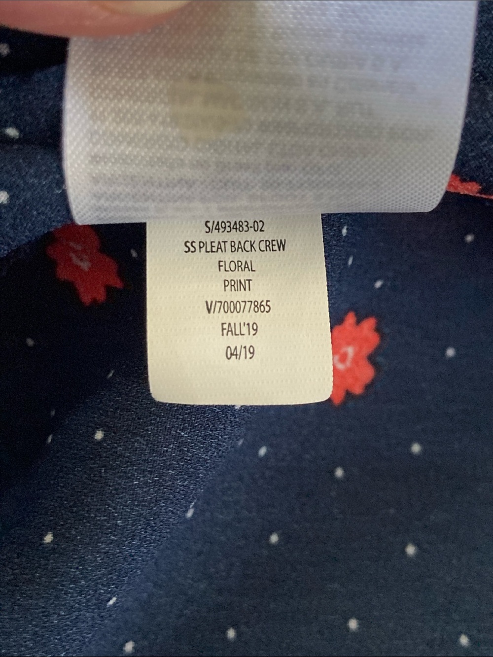 Banana Republic Navy Blouse with Red Flowers and Polka Dot Print Semi Sheer - Picture 5 of 8